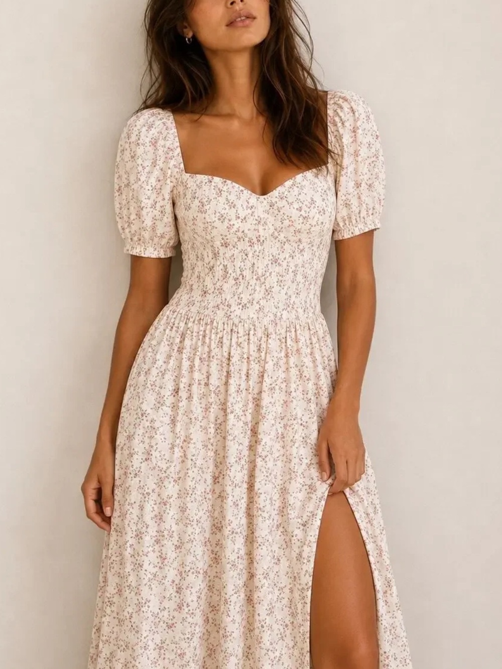 Reformation Cream Dress with Pink & Green Floral Accents - Picture 5 of 6